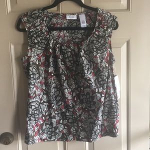 NWT Liz & Co MP button up gathered details top